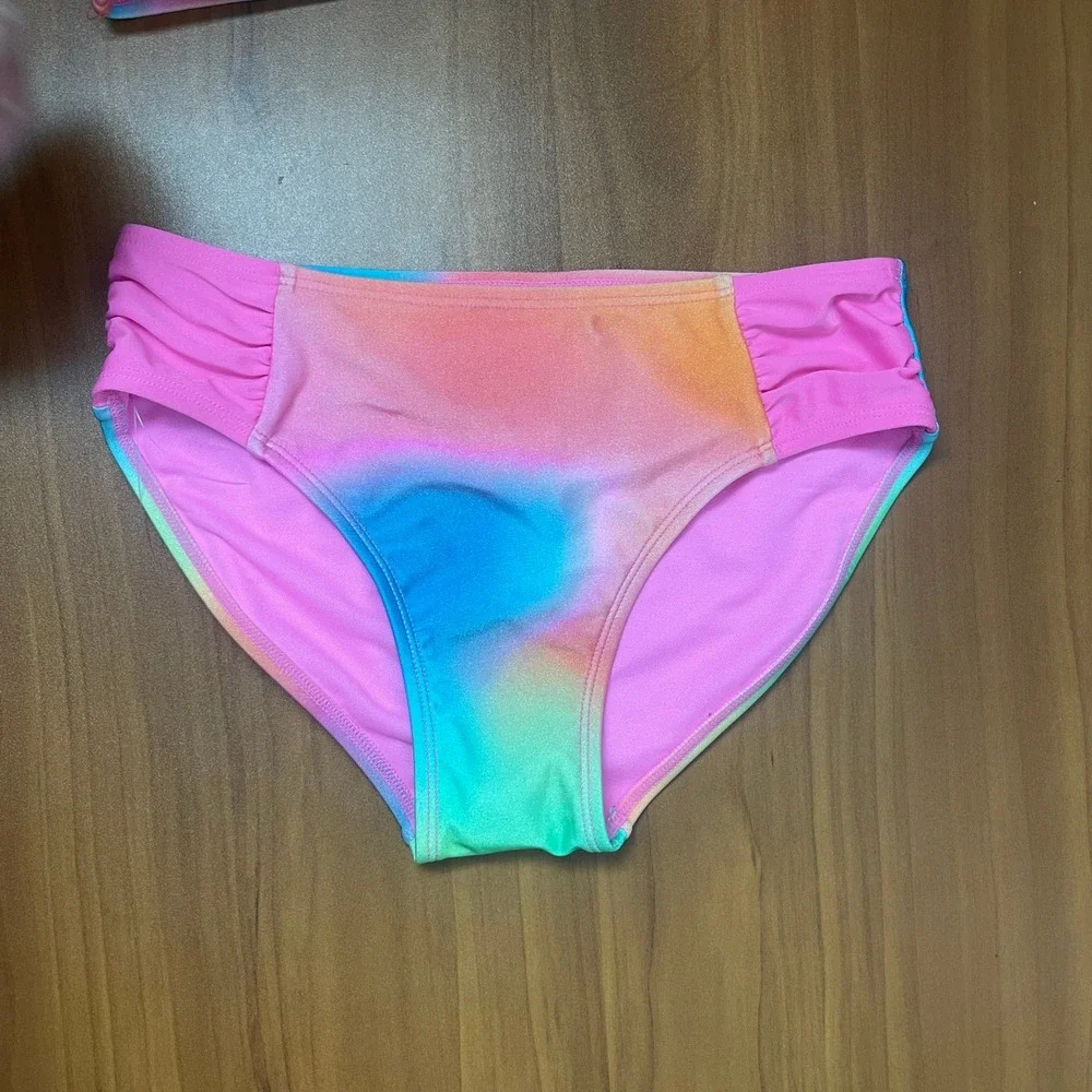Cat & Jack Girls Rainbow Tie Dye 2-Piece Swimsuit UPF 50+ Large Size 10/12